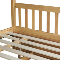 Bellemave® Full Size Rubber Wood Bunk Bed Twin Size Trundle Bed, Ladder and Guardrails(Convertible) - Bellemave