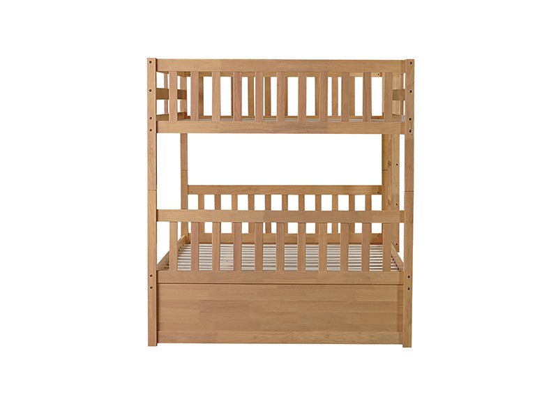 Bellemave® Full Size Rubber Wood Bunk Bed Twin Size Trundle Bed, Ladder and Guardrails(Convertible) - Bellemave