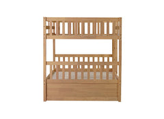 Bellemave® Full Size Rubber Wood Bunk Bed Twin Size Trundle Bed, Ladder and Guardrails(Convertible) - Bellemave