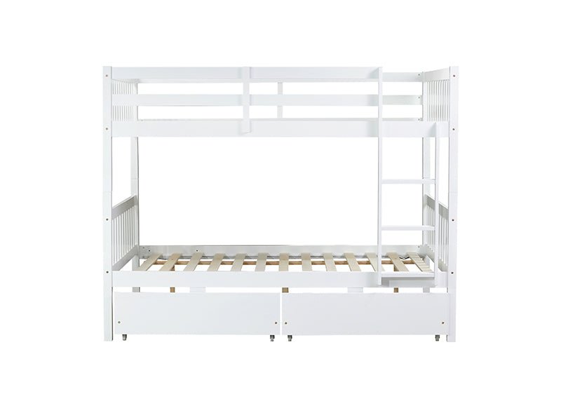Bellemave® Full Size Rubber Wood Bunk Bed with 2 Drawers, Ladder and Safety Guardrail(Convertible ) - Bellemave