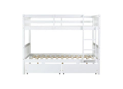 Bellemave® Full Size Rubber Wood Bunk Bed with 2 Drawers, Ladder and Safety Guardrail(Convertible ) - Bellemave