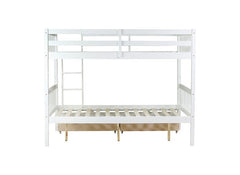 Bellemave® Full Size Rubber Wood Bunk Bed with 2 Drawers, Ladder and Safety Guardrail(Convertible ) - Bellemave