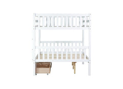 Bellemave® Full Size Rubber Wood Bunk Bed with 2 Drawers, Ladder and Safety Guardrail(Convertible ) - Bellemave