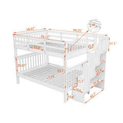 Bellemave® Full Size Stairway Bunk Bed with Storage and Guard Rail - Bellemave