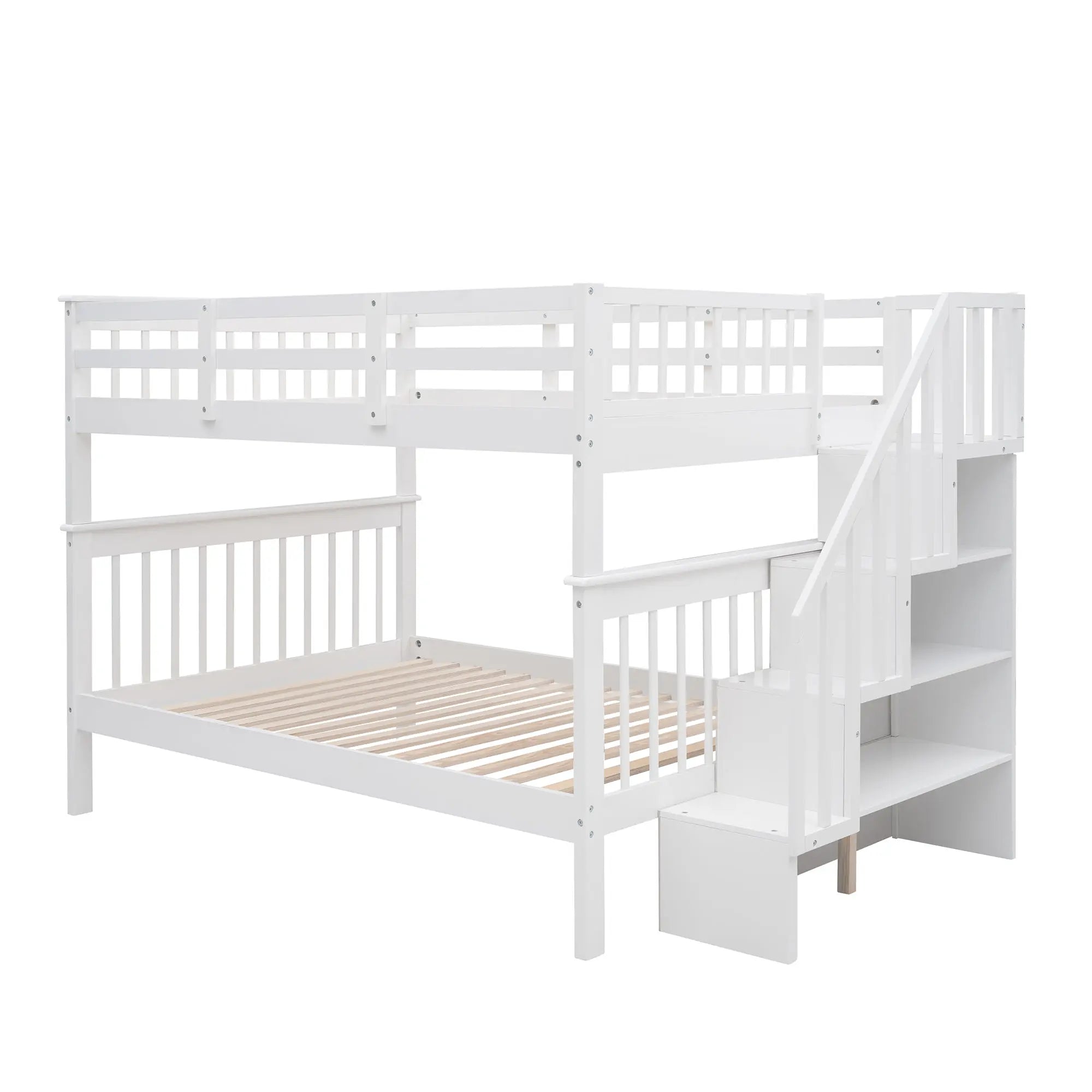 Bellemave® Full Size Stairway Bunk Bed with Storage and Guard Rail - Bellemave