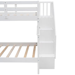 Bellemave® Full Size Stairway Bunk Bed with Storage and Guard Rail - Bellemave