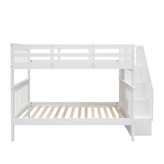 Bellemave® Full Size Stairway Bunk Bed with Storage and Guard Rail - Bellemave