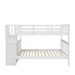 Bellemave® Full Size Stairway Bunk Bed with Storage and Guard Rail - Bellemave