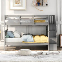 Bellemave® Full Size Stairway Bunk Bed with Storage and Guard Rail - Bellemave