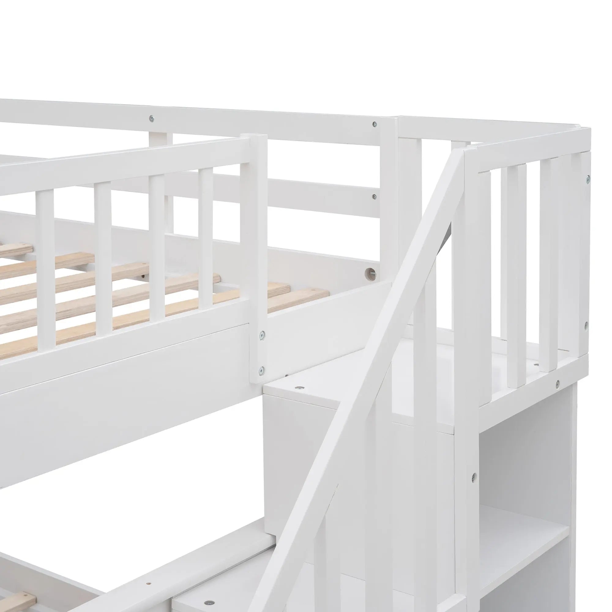 Bellemave® Full Size Stairway Bunk Bed with Storage and Guard Rail - Bellemave