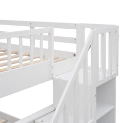 Bellemave® Full Size Stairway Bunk Bed with Storage and Guard Rail - Bellemave