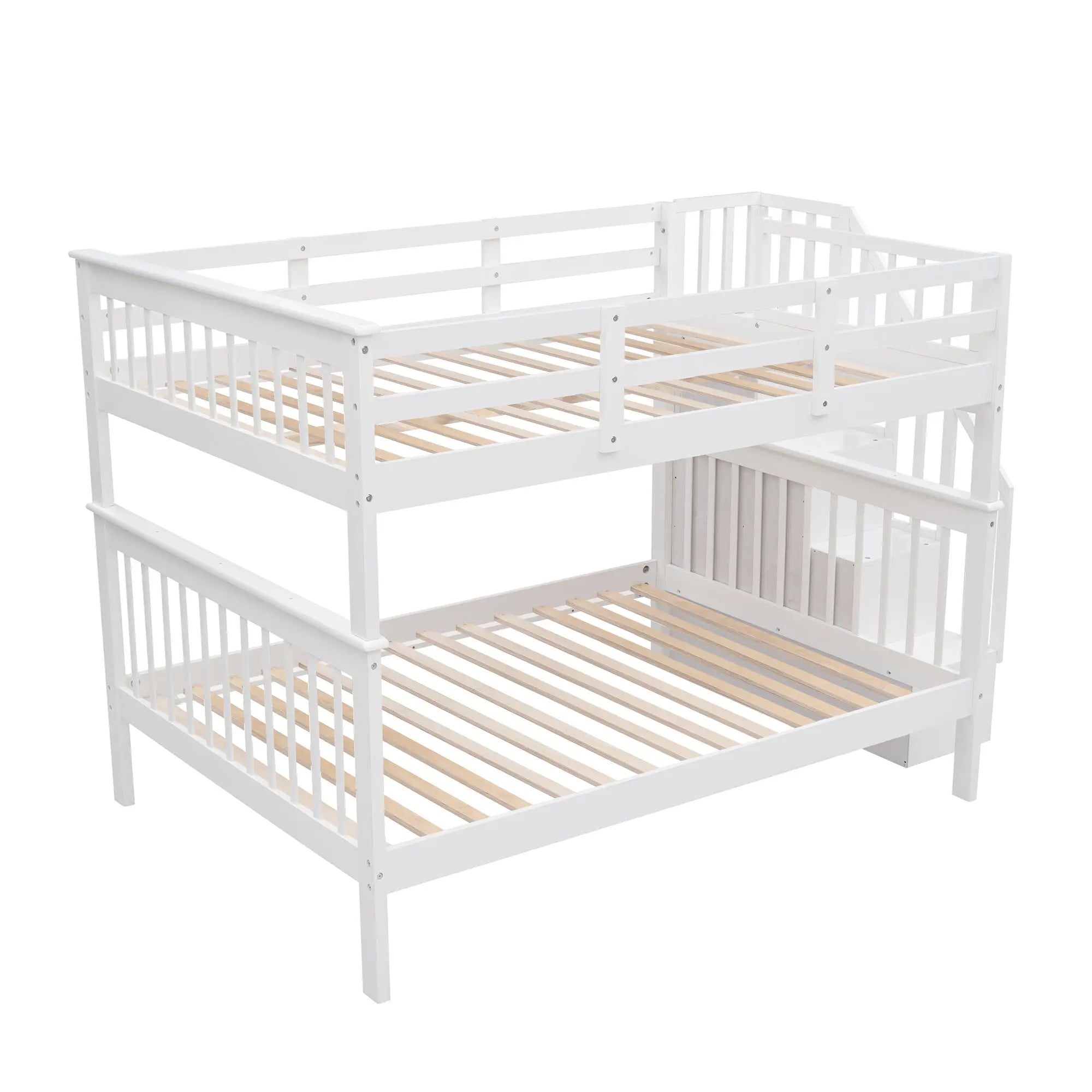 Bellemave® Full Size Stairway Bunk Bed with Storage and Guard Rail - Bellemave