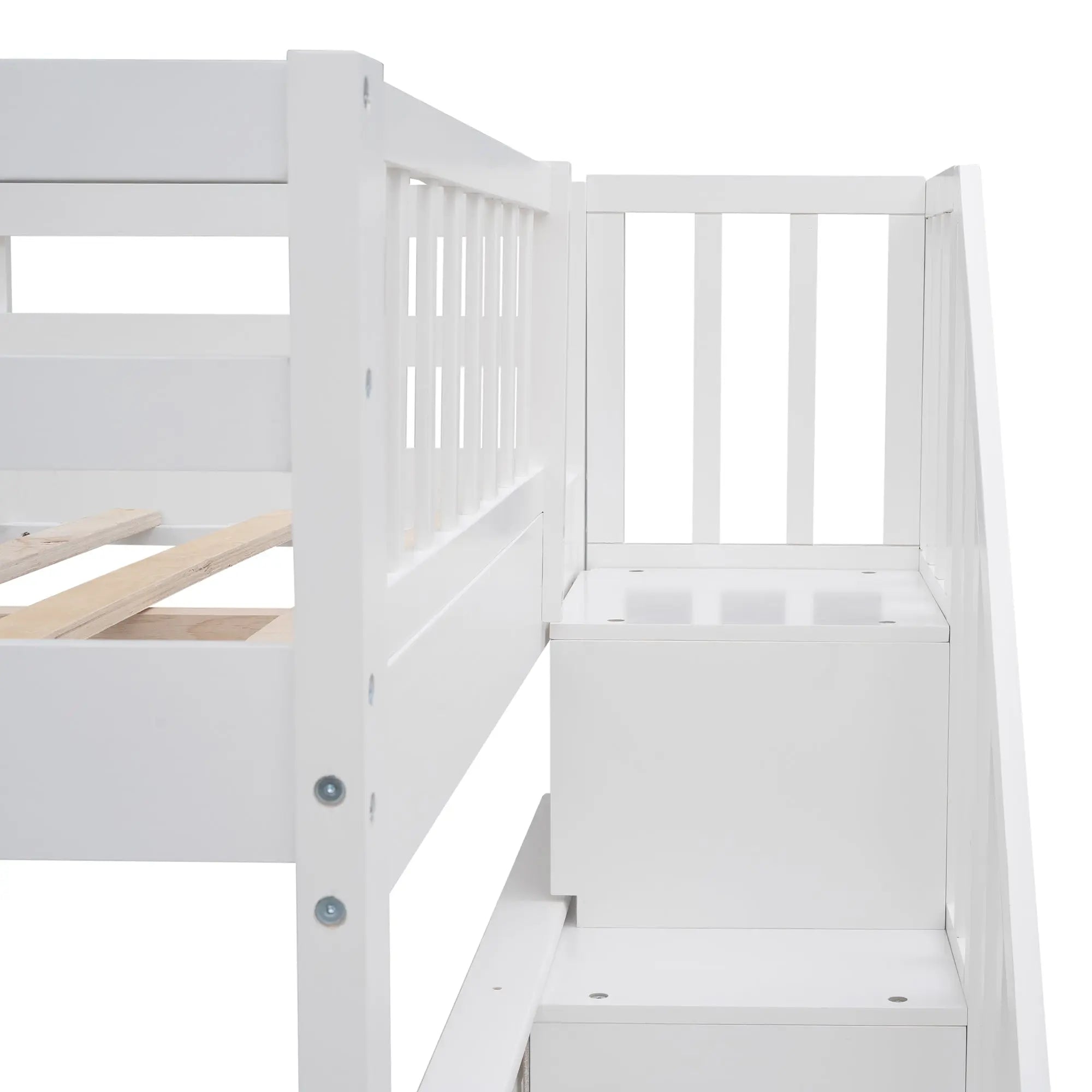 Bellemave® Full Size Stairway Bunk Bed with Storage and Guard Rail - Bellemave