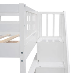 Bellemave® Full Size Stairway Bunk Bed with Storage and Guard Rail - Bellemave