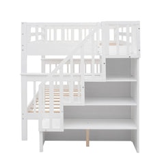 Bellemave® Full Size Stairway Bunk Bed with Storage and Guard Rail - Bellemave