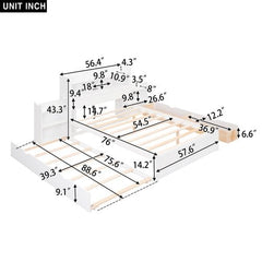 Bellemave® Full Size Storage Platform Bed with Pull Out Shelves, Twin Size Trundle Bed and 2 Drawers - Bellemave