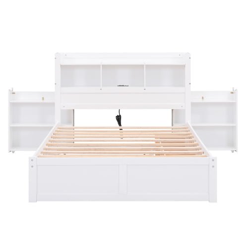 Bellemave® Full Size Storage Platform Bed with Pull Out Shelves, Twin Size Trundle Bed and 2 Drawers - Bellemave