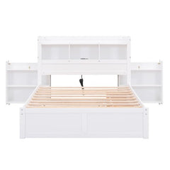 Bellemave® Full Size Storage Platform Bed with Pull Out Shelves, Twin Size Trundle Bed and 2 Drawers - Bellemave