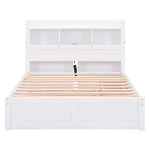Bellemave® Full Size Storage Platform Bed with Pull Out Shelves, Twin Size Trundle Bed and 2 Drawers - Bellemave