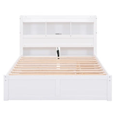 Bellemave® Full Size Storage Platform Bed with Pull Out Shelves, Twin Size Trundle Bed and 2 Drawers - Bellemave