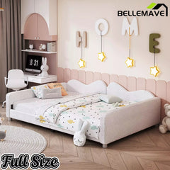 Bellemave® Full Size Upholstered Daybed, Sherpa Fabric Sofabed with Cloud-Shaped Backrest, No Box-Spring Needed - Bellemave