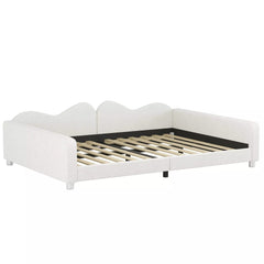 Bellemave® Full Size Upholstered Daybed, Sherpa Fabric Sofabed with Cloud-Shaped Backrest, No Box-Spring Needed - Bellemave