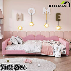 Bellemave® Full Size Upholstered Daybed, Sherpa Fabric Sofabed with Cloud-Shaped Backrest, No Box-Spring Needed - Bellemave