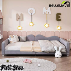 Bellemave® Full Size Upholstered Daybed, Sherpa Fabric Sofabed with Cloud-Shaped Backrest, No Box-Spring Needed - Bellemave