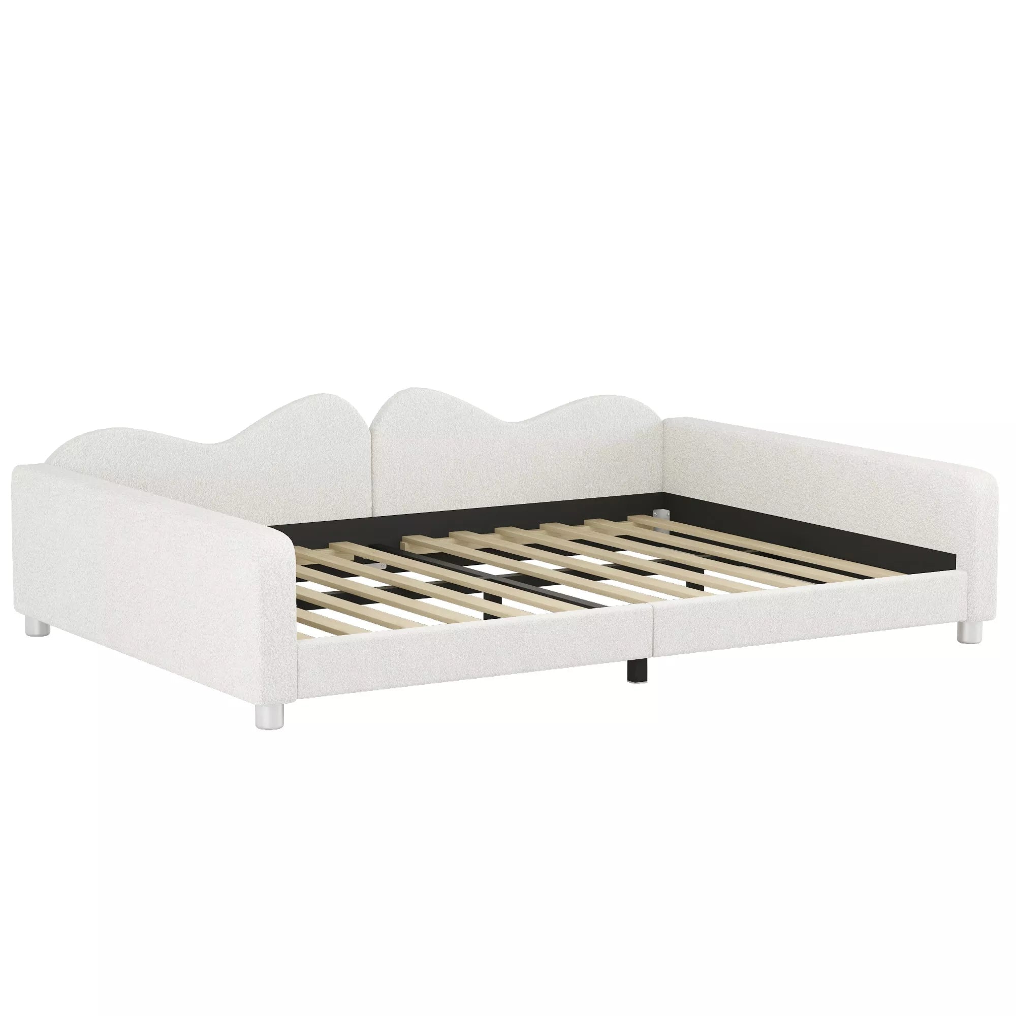 Bellemave® Full Size Upholstered Daybed, Sherpa Fabric Sofabed with Cloud-Shaped Backrest, No Box-Spring Needed - Bellemave