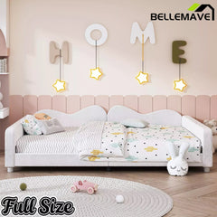 Bellemave® Full Size Upholstered Daybed, Sherpa Fabric Sofabed with Cloud-Shaped Backrest, No Box-Spring Needed - Bellemave