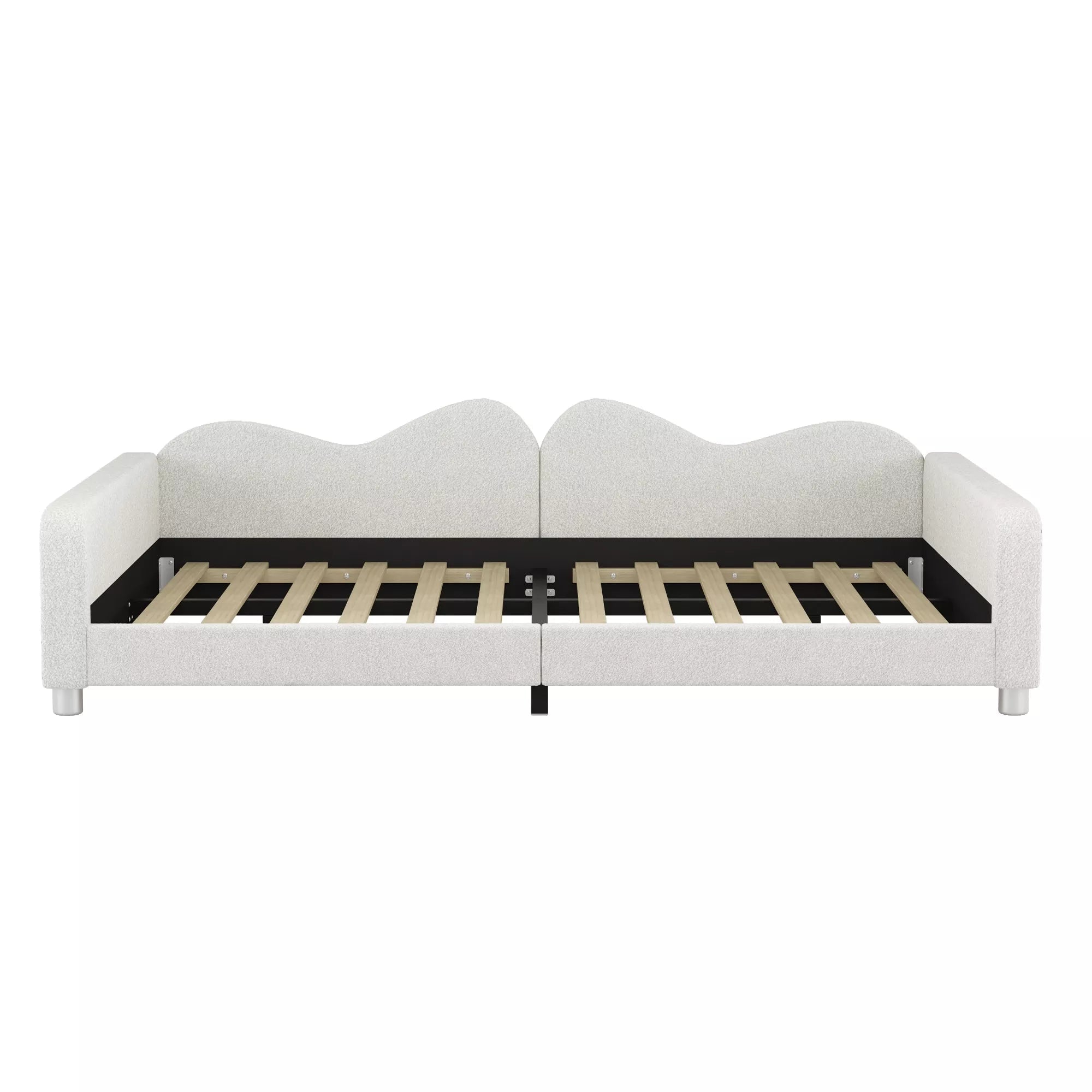 Bellemave® Full Size Upholstered Daybed, Sherpa Fabric Sofabed with Cloud-Shaped Backrest, No Box-Spring Needed - Bellemave