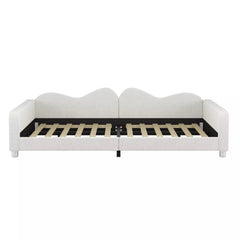 Bellemave® Full Size Upholstered Daybed, Sherpa Fabric Sofabed with Cloud-Shaped Backrest, No Box-Spring Needed - Bellemave