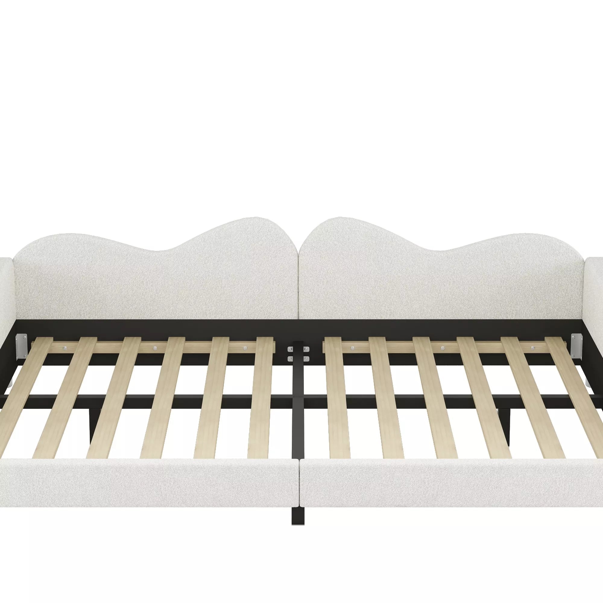 Bellemave® Full Size Upholstered Daybed, Sherpa Fabric Sofabed with Cloud-Shaped Backrest, No Box-Spring Needed - Bellemave