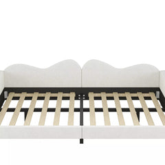 Bellemave® Full Size Upholstered Daybed, Sherpa Fabric Sofabed with Cloud-Shaped Backrest, No Box-Spring Needed - Bellemave