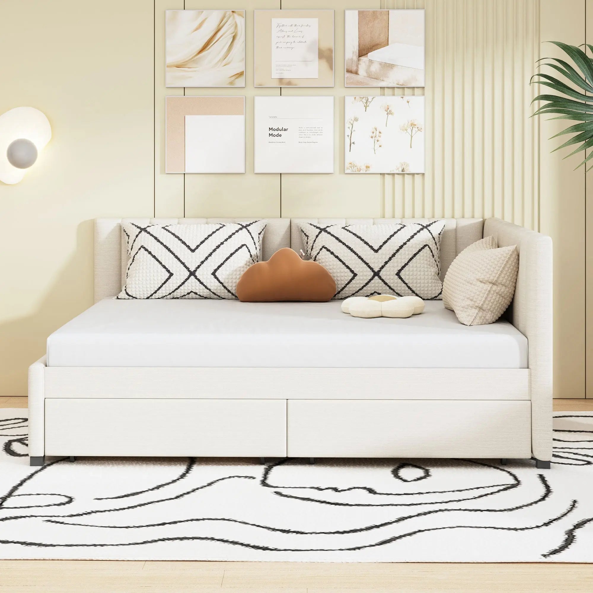 Bellemave® Full Size Upholstered Daybed with 2 Storage Drawers - Bellemave
