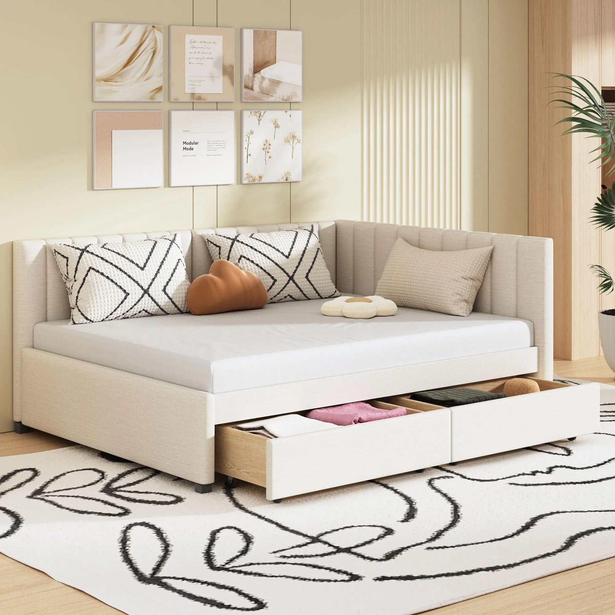 Bellemave® Full Size Upholstered Daybed with 2 Storage Drawers - Bellemave