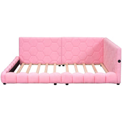 Bellemave® Full Size Upholstered Daybed with USB Ports and LED Belt - Bellemave