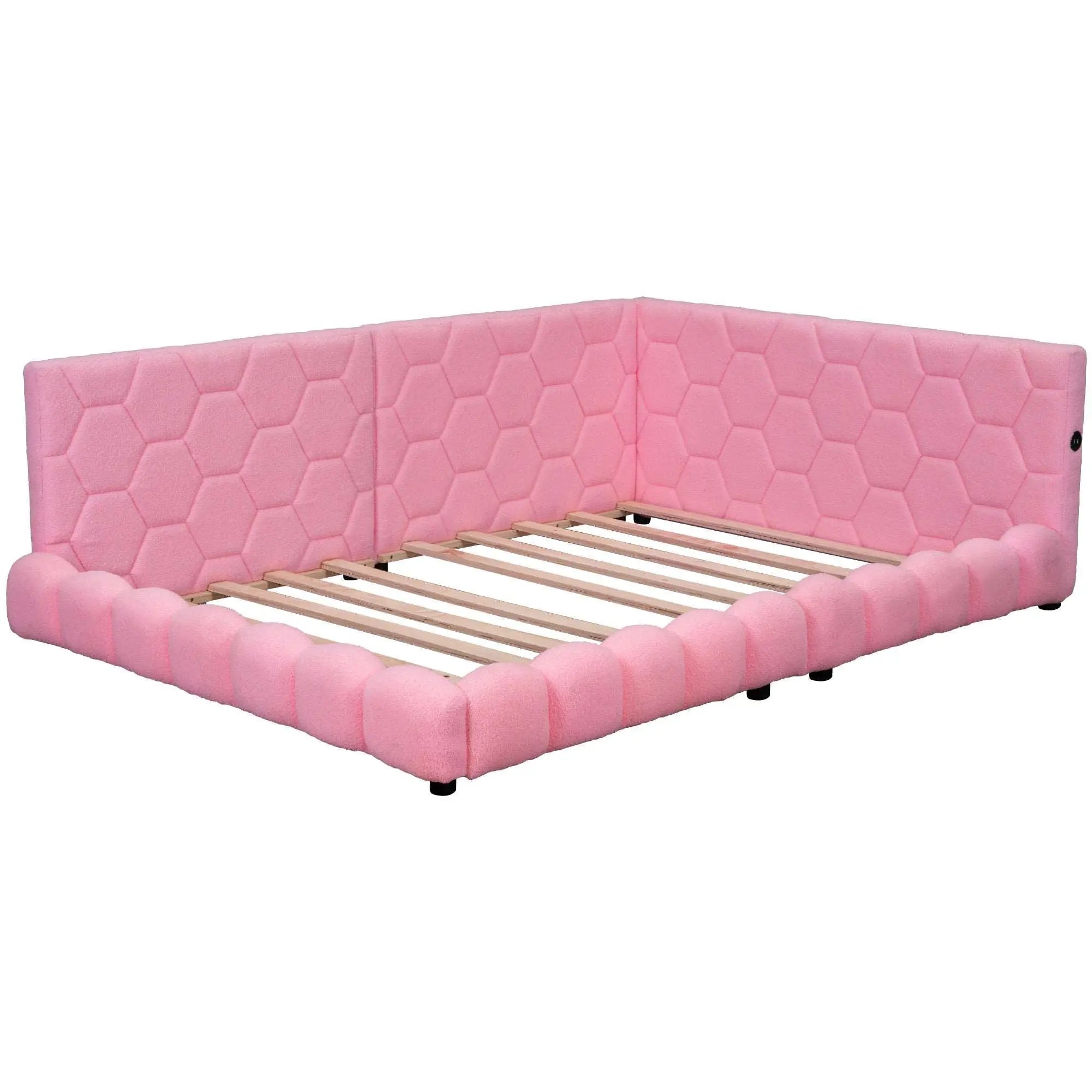 Bellemave® Full Size Upholstered Daybed with USB Ports and LED Belt - Bellemave