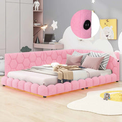 Bellemave® Full Size Upholstered Daybed with USB Ports and LED Belt - Bellemave
