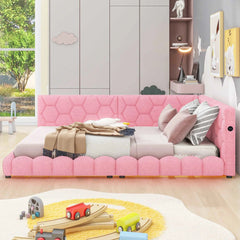 Bellemave® Full Size Upholstered Daybed with USB Ports and LED Belt - Bellemave