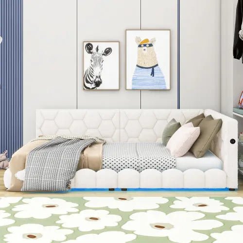 Bellemave® Full Size Upholstered Daybed with USB Ports and LED Belt - Bellemave
