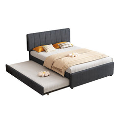 Bellemave® Full Size Upholstered Platform Bed with Twin Size Trundle Bed and 1 sets of USB , with Remote control Intelligence LED Lights with APP - Bellemave