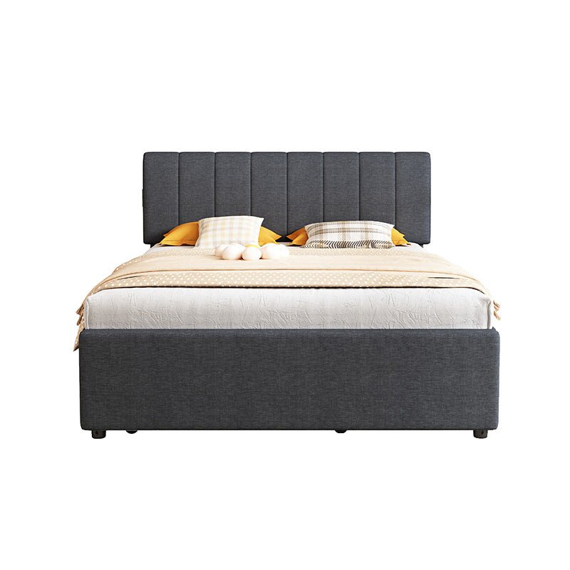 Bellemave® Full Size Upholstered Platform Bed with Twin Size Trundle Bed and 1 sets of USB , with Remote control Intelligence LED Lights with APP - Bellemave