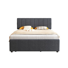 Bellemave® Full Size Upholstered Platform Bed with Twin Size Trundle Bed and 1 sets of USB , with Remote control Intelligence LED Lights with APP - Bellemave