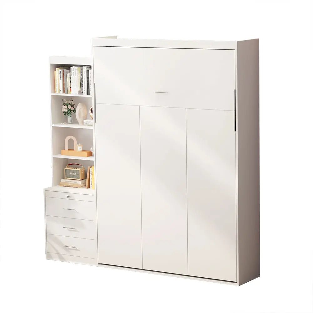 Bellemave® Full Size Vertical Murphy Bed with Shelf and Drawers,with New Style Gas Struts - Bellemave