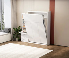 Bellemave® Full Size Vertical Murphy Bed with Shelf and Drawers,with New Style Gas Struts - Bellemave