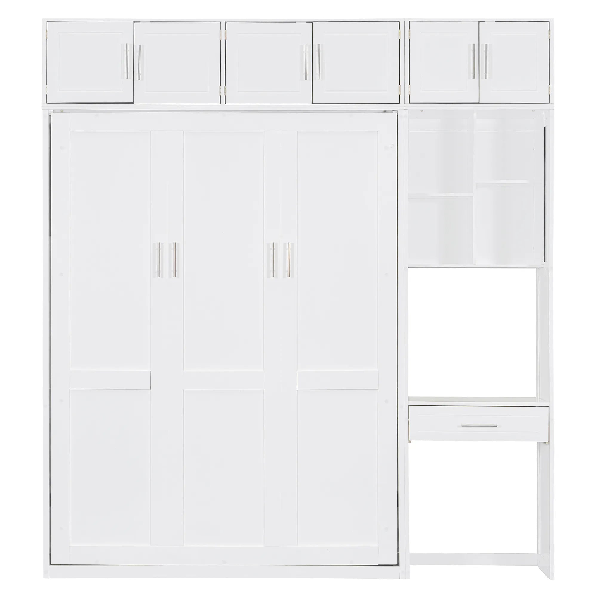 Bellemave® Full Size Wall Murphy Bed with Desk, Top Cabinet and Storage Shelves - Bellemave