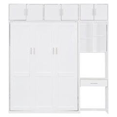 Bellemave® Full Size Wall Murphy Bed with Desk, Top Cabinet and Storage Shelves - Bellemave