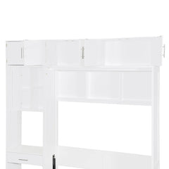 Bellemave® Full Size Wall Murphy Bed with Desk, Top Cabinet and Storage Shelves - Bellemave