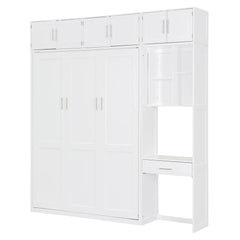 Bellemave® Full Size Wall Murphy Bed with Desk, Top Cabinet and Storage Shelves - Bellemave